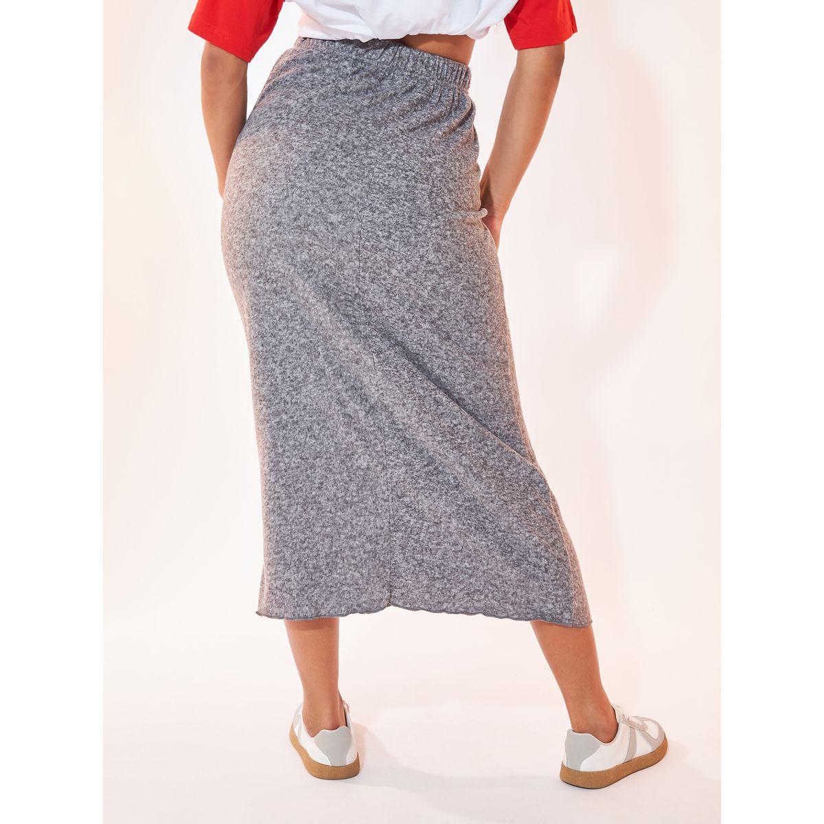 تنورة ميدي سادة بخصر مطاطي-women-clothing-bottoms-skirts-image-4
