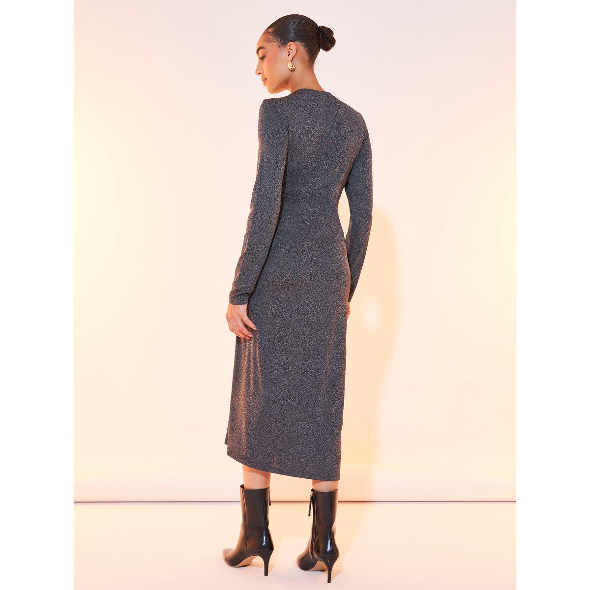 فستان ميدي سادة بأكمام طويلة-women-clothing-dresses-image-1