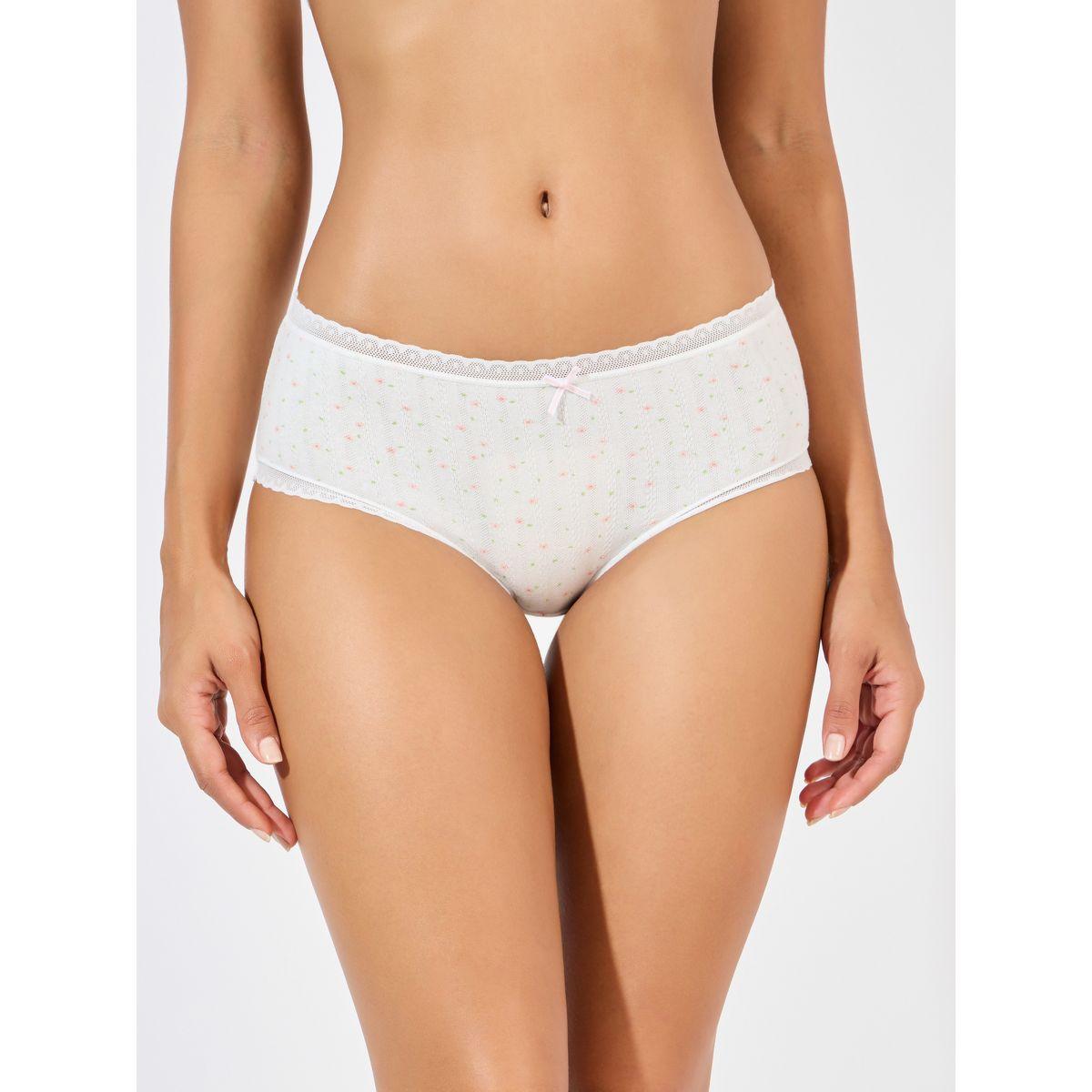 Styli Pack of 4 - Ditsy Print Contrast Lace Elastic Short Brief-women-clothing-lingerie-panties-image-2