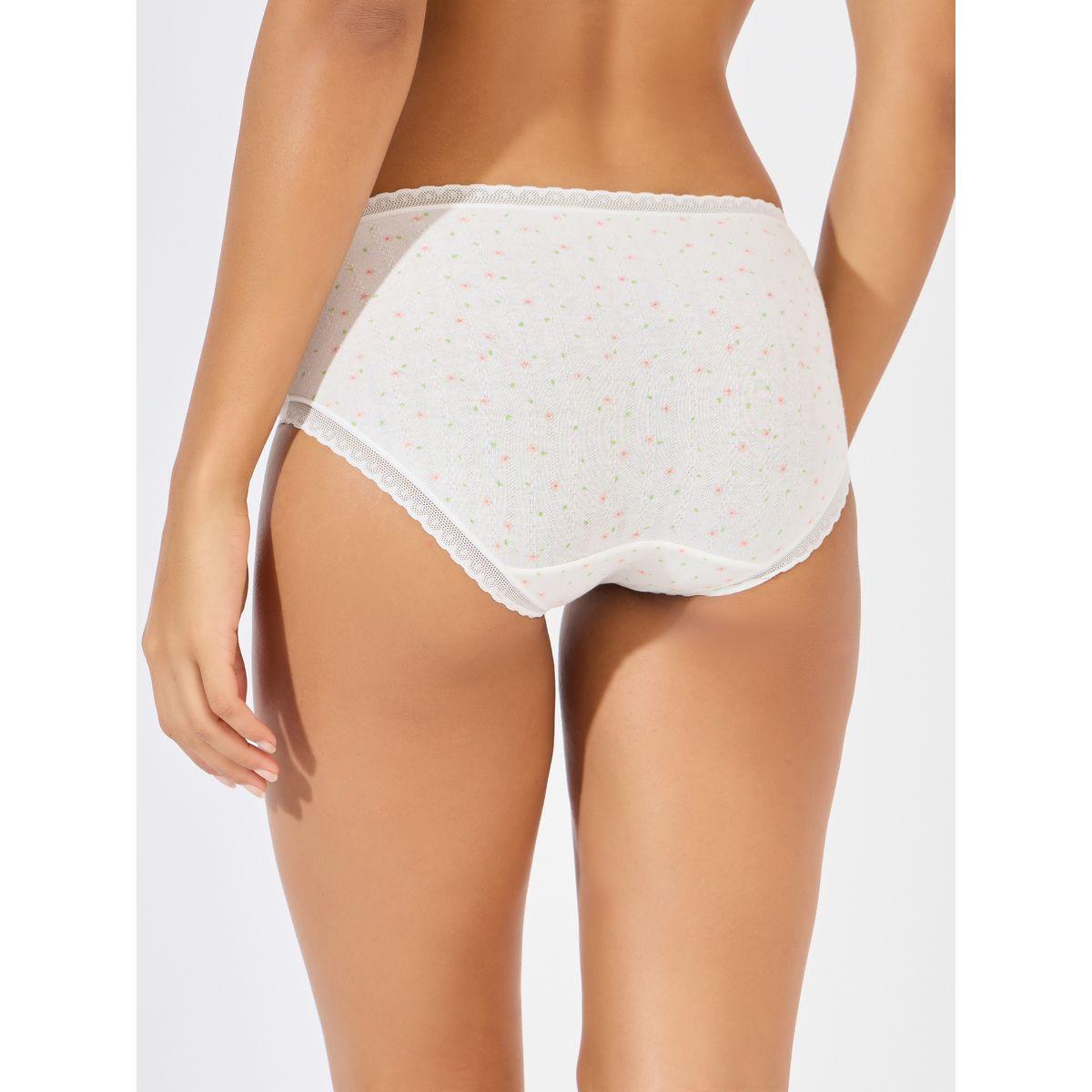 Styli Pack of 4 - Ditsy Print Contrast Lace Elastic Short Brief-women-clothing-lingerie-panties-image-4
