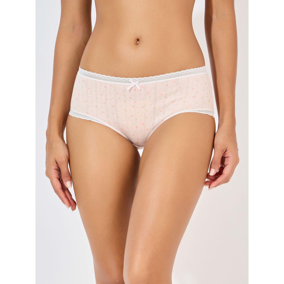 Styli Pack of 4 - Ditsy Print Contrast Lace Elastic Short Brief-women-clothing-lingerie-panties-image-5