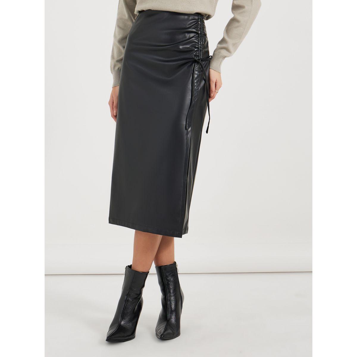 Styli Knee Length High Slit Bow String Design Bodycon Skirt-women-clothing-bottoms-skirts-image-2