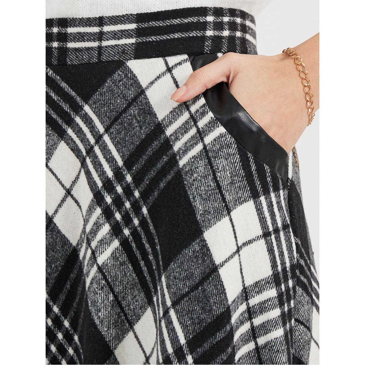 Styli Plaid Check Elastic Waist A-Line Midi Skirt-women-clothing-bottoms-skirts-image-3