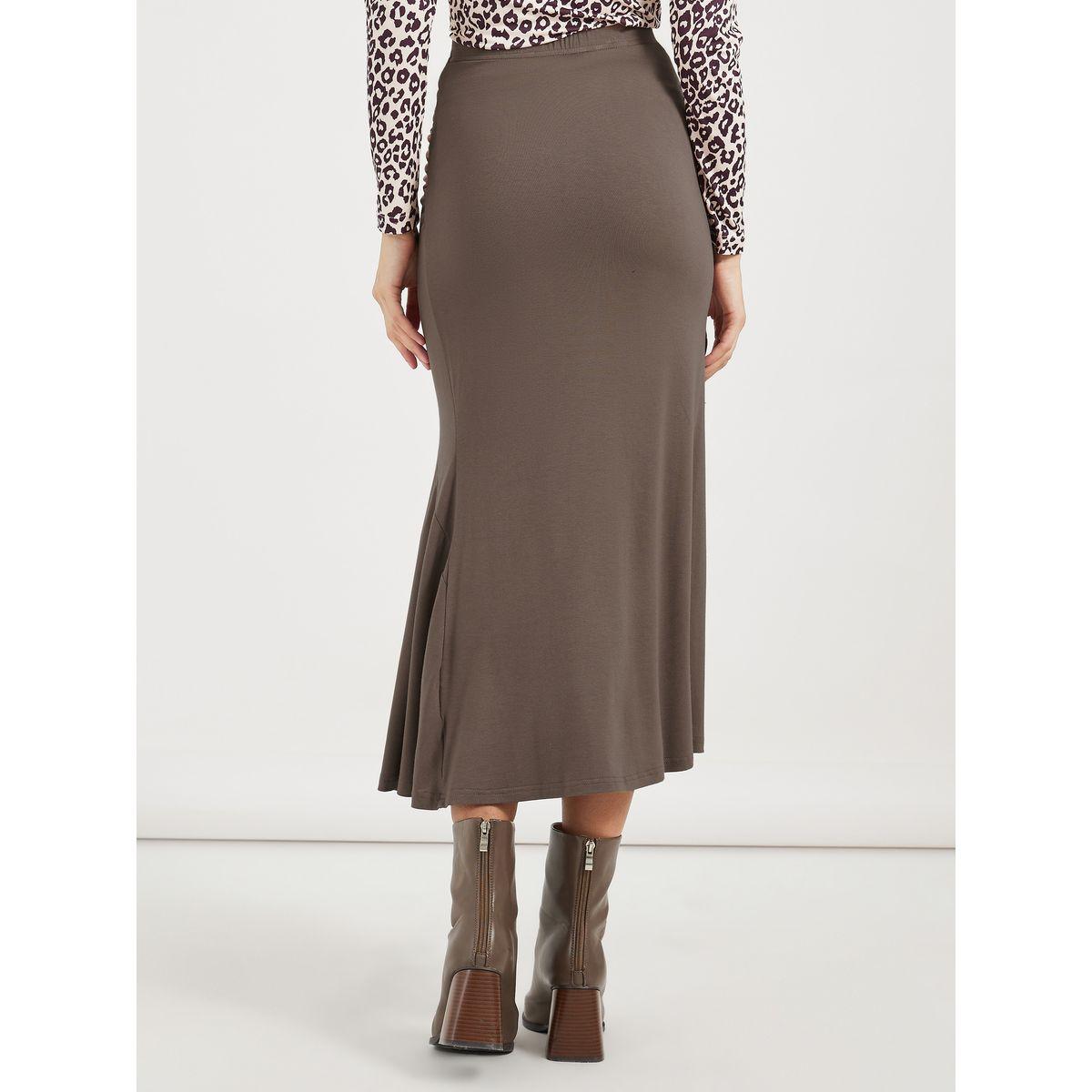 تنورة ميدي سادة بتفاصيل مُجمعة وأربطة-women-clothing-bottoms-skirts-image-4