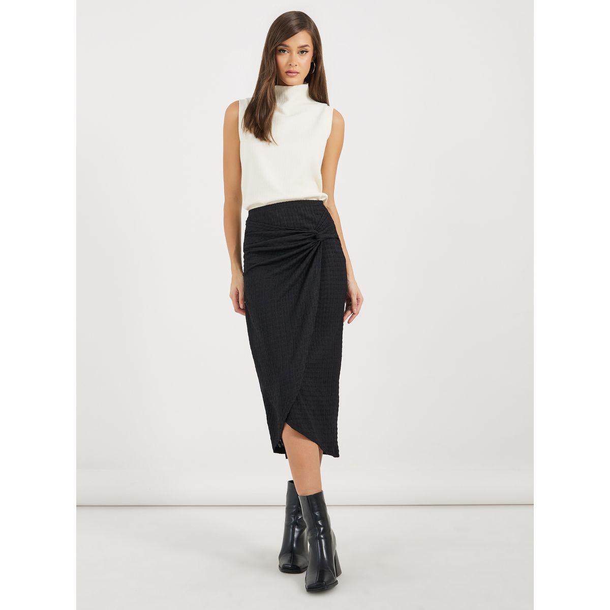 تنورة ميدي بتفاصيل ملفوفة-women-clothing-bottoms-skirts-image-1