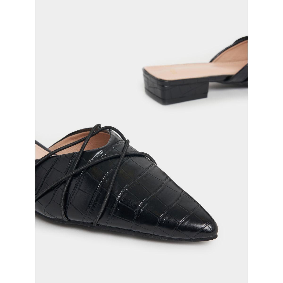 Styli Textured Pointed Toe Flat Mules-women-shoes-heels-image-3