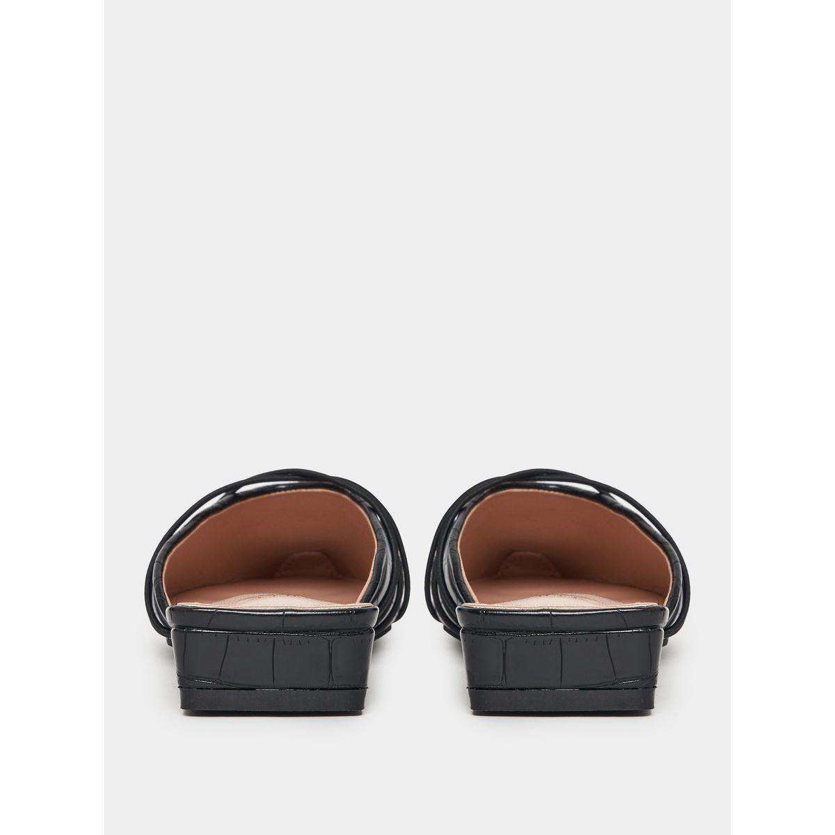 Styli Textured Pointed Toe Flat Mules-women-shoes-heels-image-4