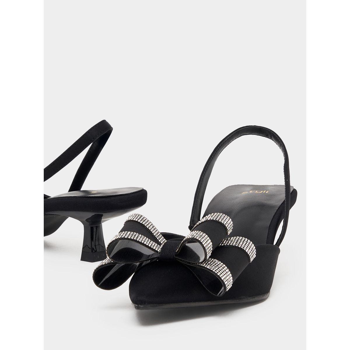 Styli Embellished Bow Design Pointed Toe Pumps-women-shoes-heels-image-4