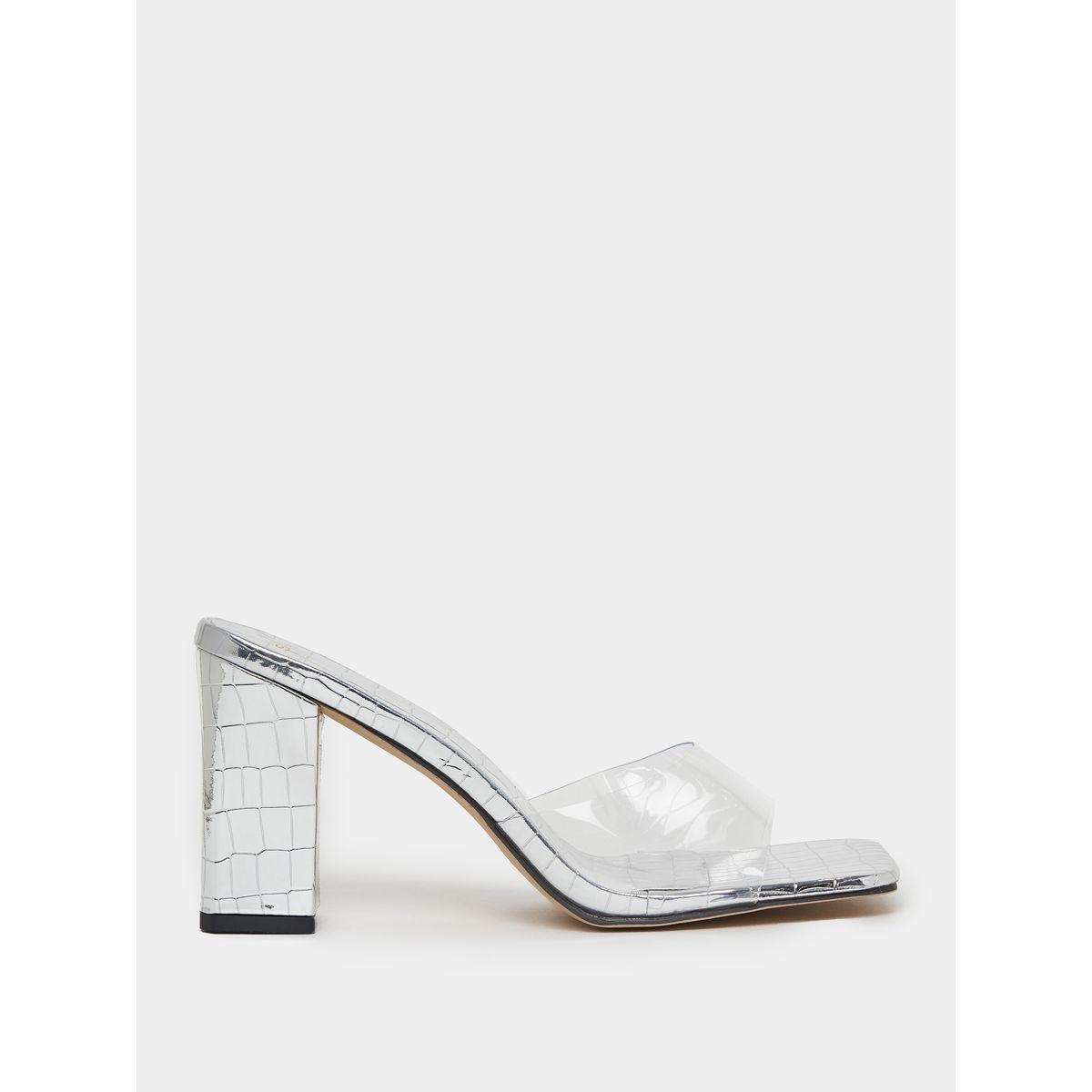 Styli Transparent Stone Pattern Heel Sandals-women-shoes-heels-image-2