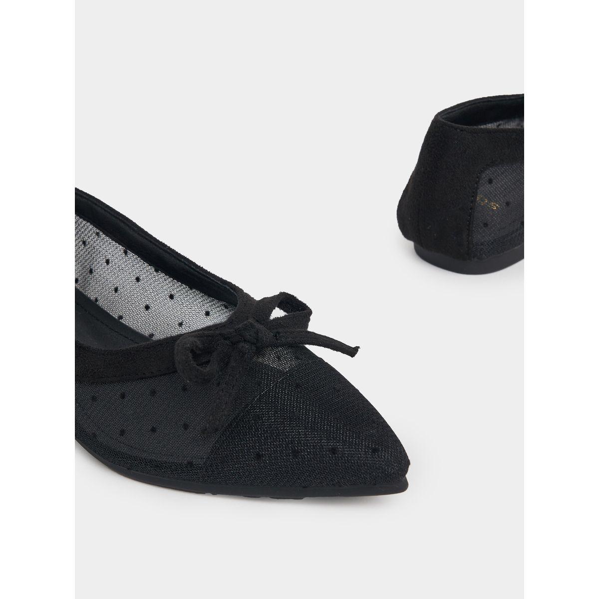Styli Dobby Mesh Bow Detail Ballerina Shoes-women-shoes-loafersandmoccasins-image-3