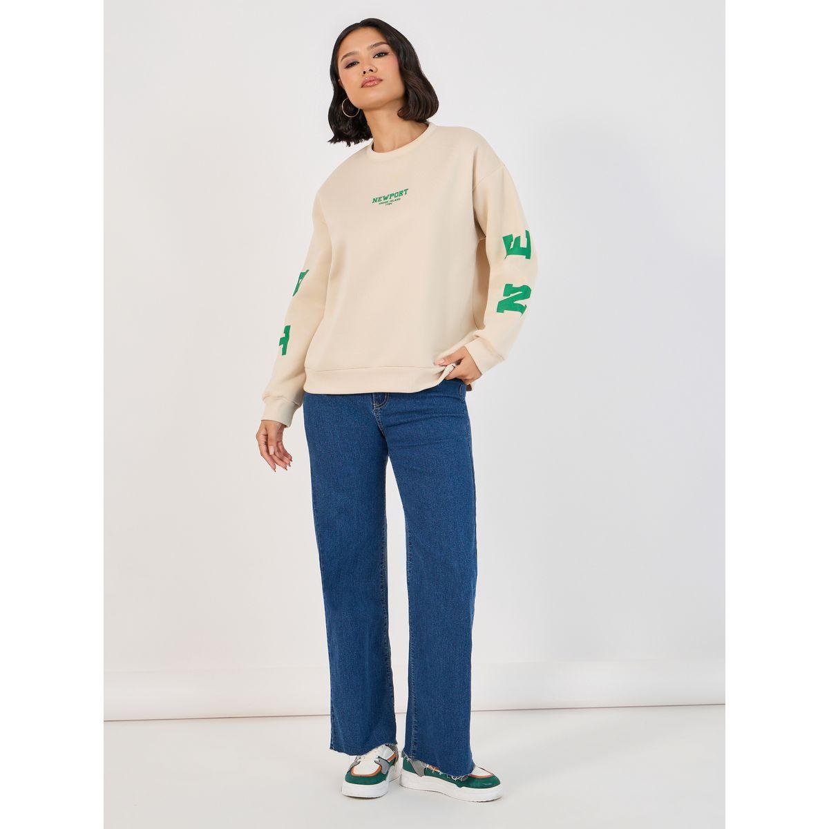 Styli Elevate Regular Fit New Port Slogan Print Sweatshirt-women-winterwear-hoodiesandsweatshirts-sweatshirts-image-2