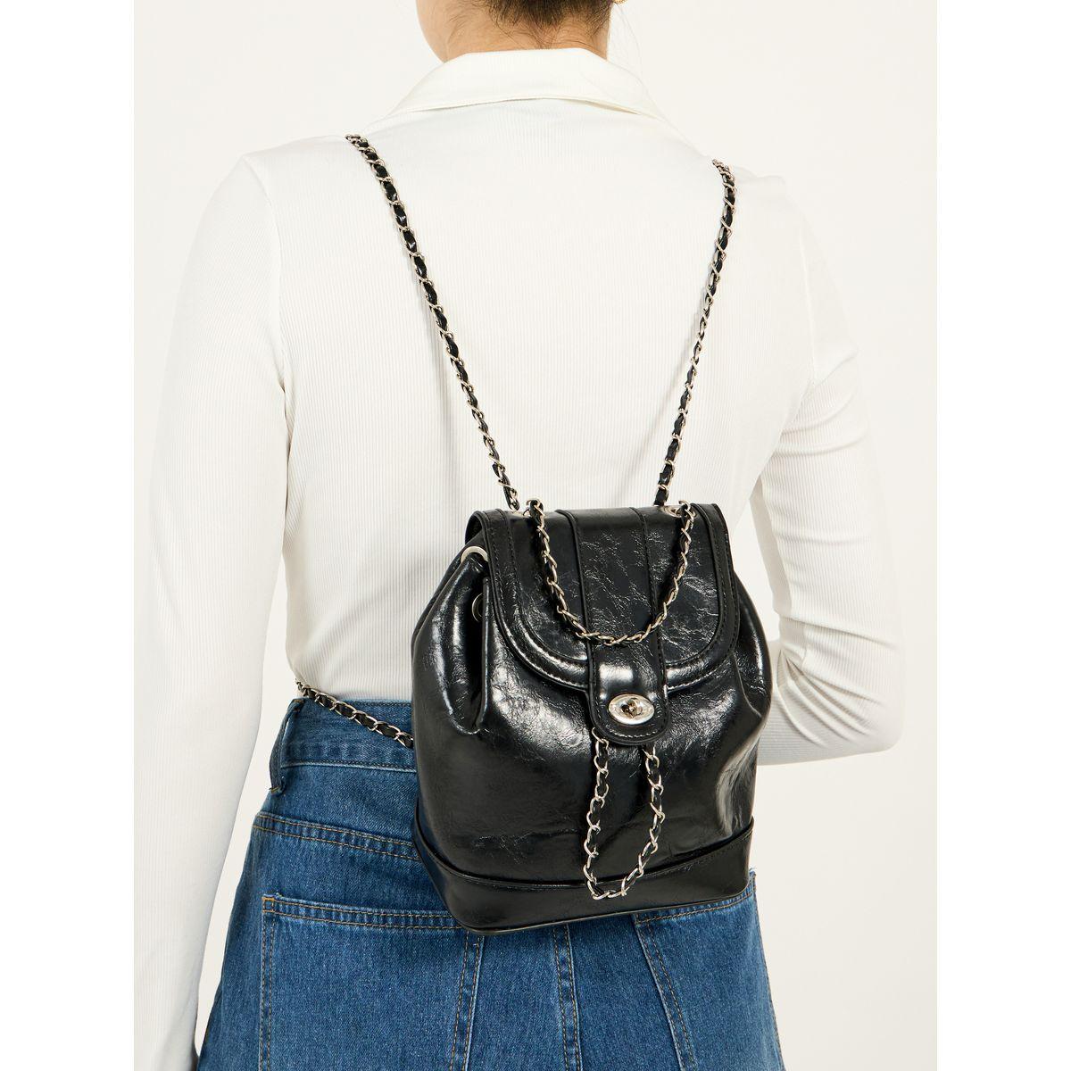 Styli Chain Accent Flap Backpack-women-bagsandwallets-backpacks-image-7