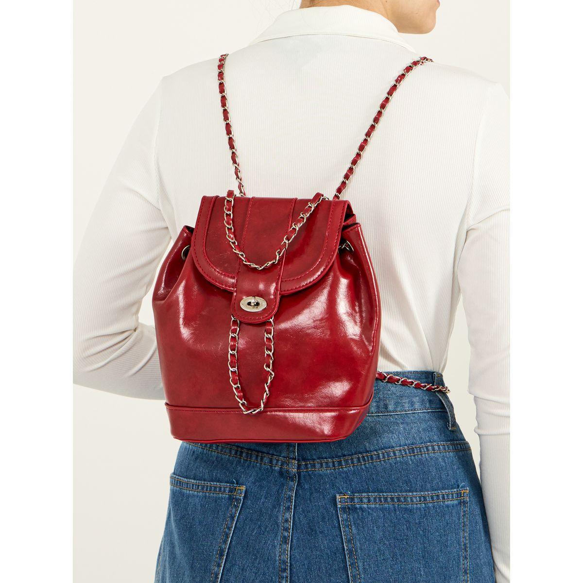 Styli Chain Accent Flap Backpack-women-bagsandwallets-backpacks-image-7