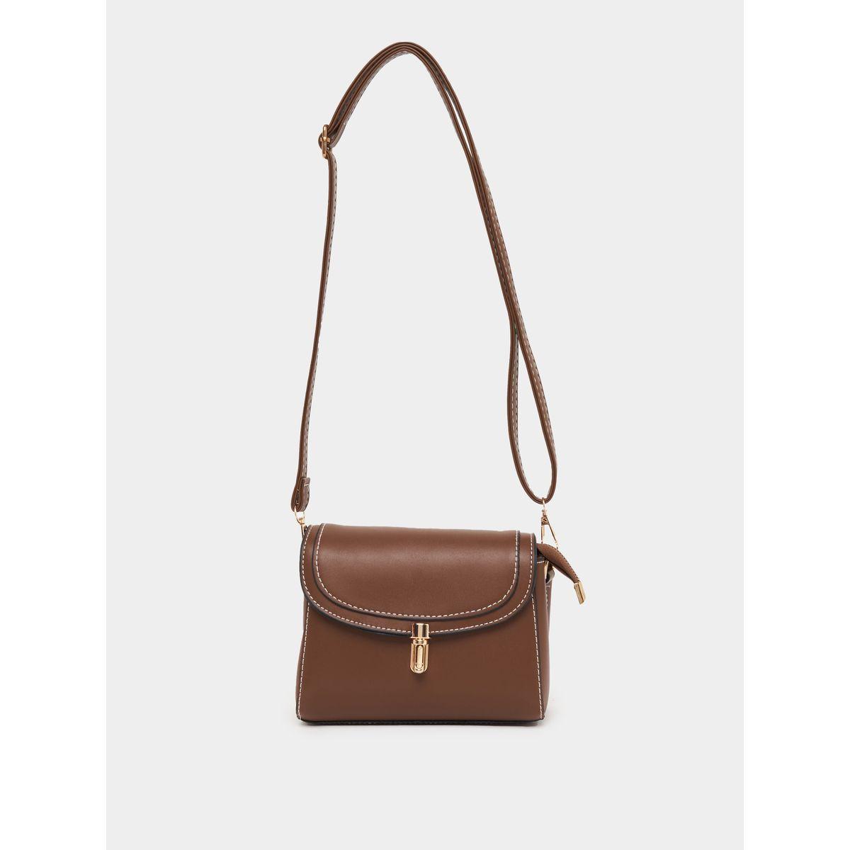 شنطة كروس مزين بدرزات وقفل بنمط كبس-women-bagsandwallets-handbags-image-1