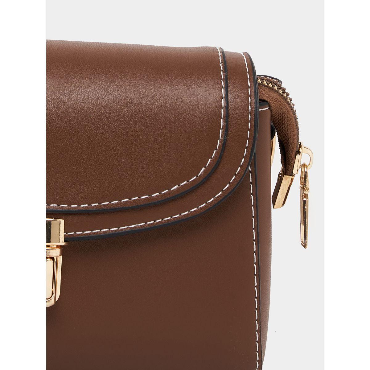 Styli Contrast Stitch Crossbody Bag with Push Lock-women-bagsandwallets-handbags-image-3