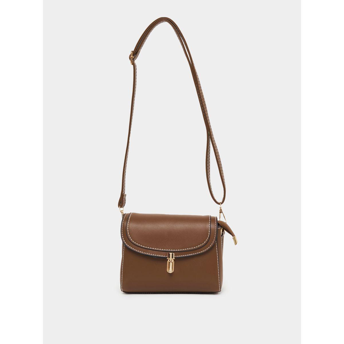 Styli Contrast Stitch Crossbody Bag with Push Lock-women-bagsandwallets-handbags-image-5