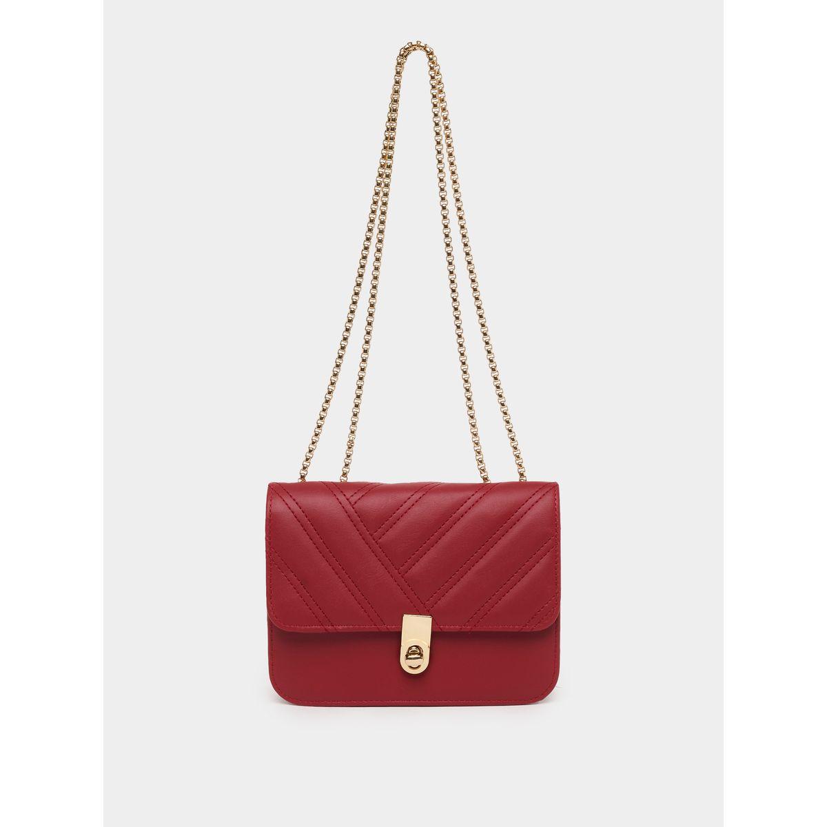 Styli Textured Flap Shoulder Bag with Chain Strap-women-bagsandwallets-handbags-image-1