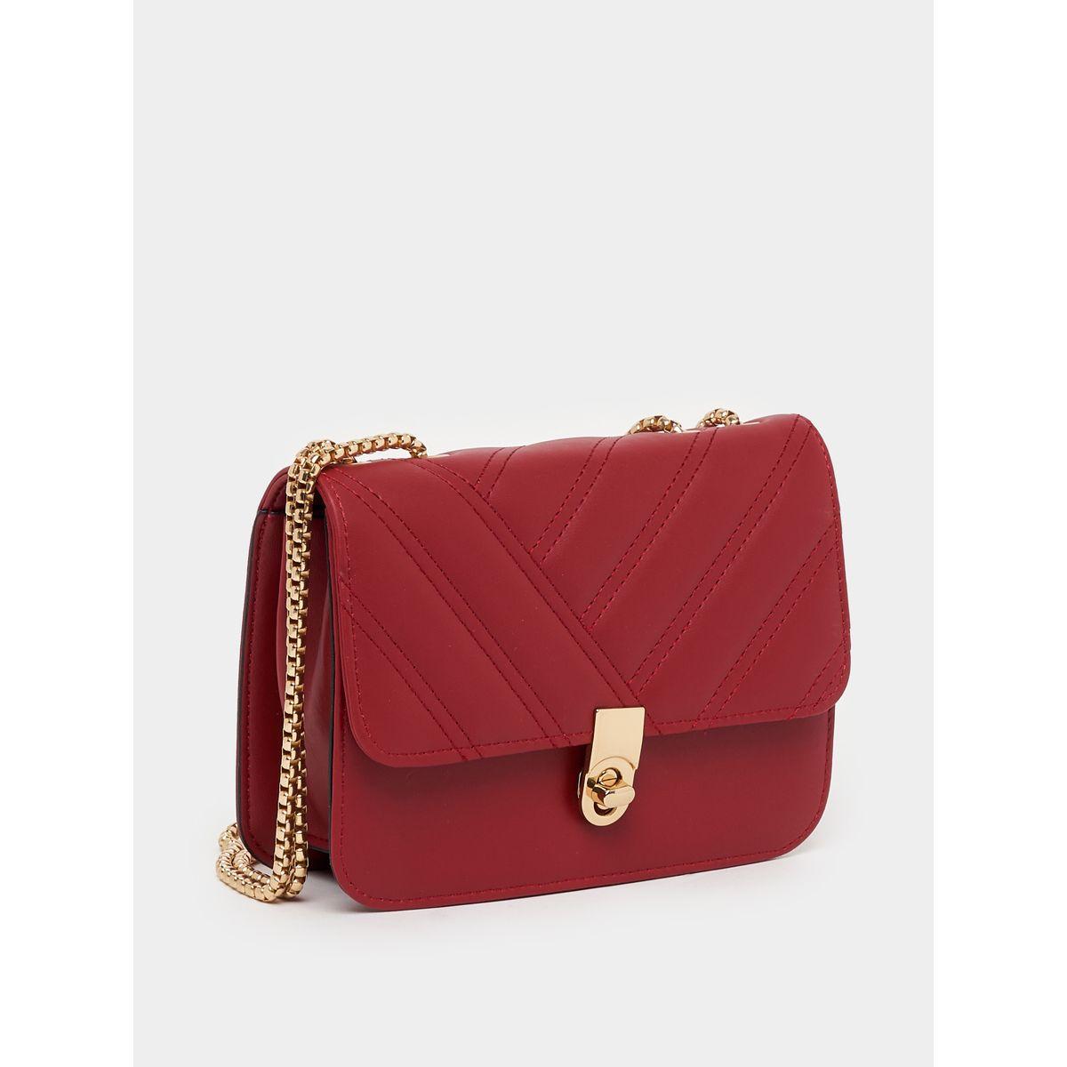 Styli Textured Flap Shoulder Bag with Chain Strap-women-bagsandwallets-handbags-image-2