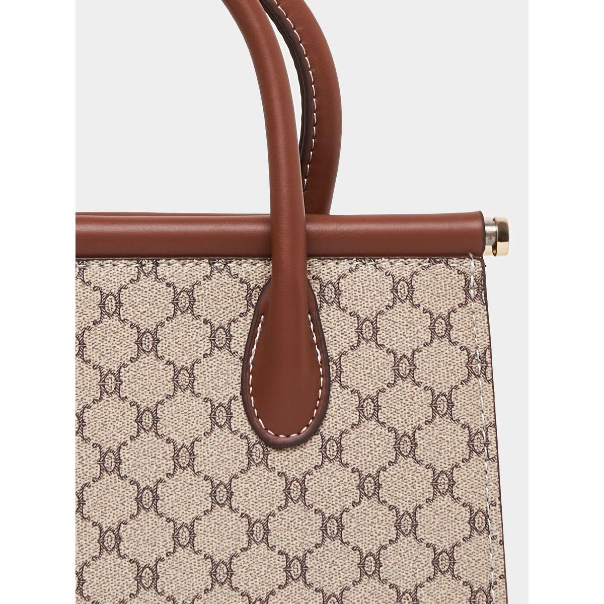 Styli Monogram Print Handbag with Double Handle-women-bagsandwallets-handbags-image-3