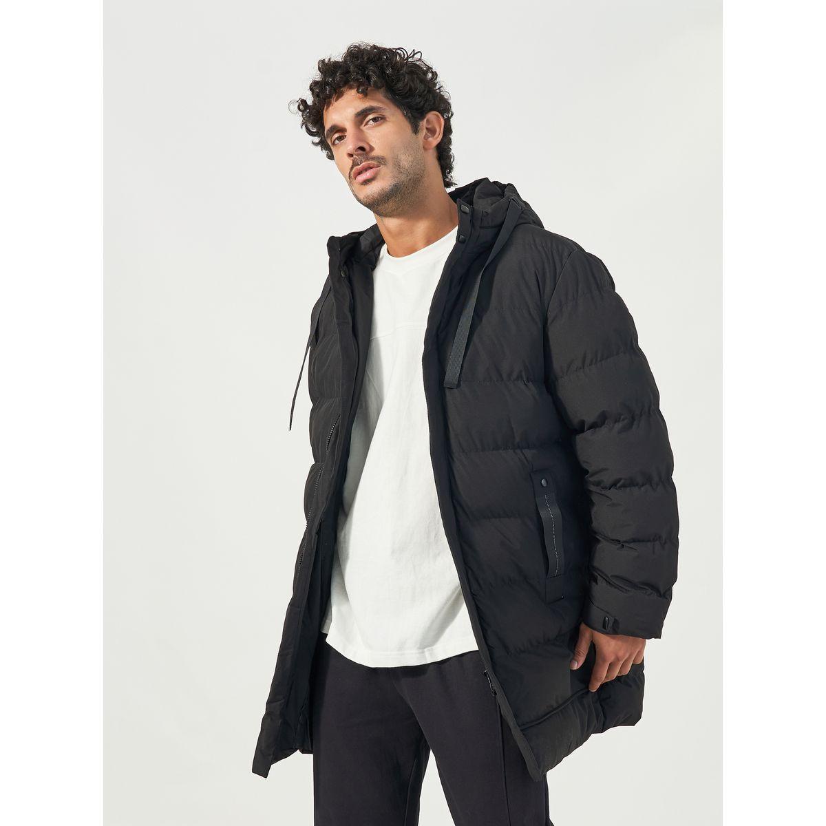 Styli Longline Hooded Parka Jacket with Drawstring Tape Detail-men-clothing-jacketsandblazers-jackets-image-1