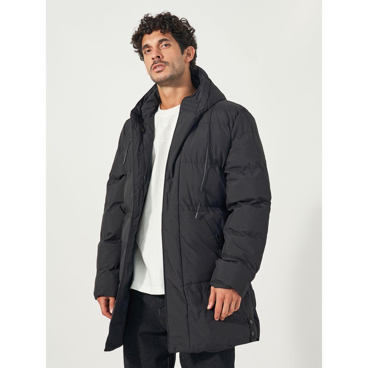Styli Longline Hooded Parka Jacket with Drawstring Tape Detail-men-clothing-jacketsandblazers-jackets-image-1