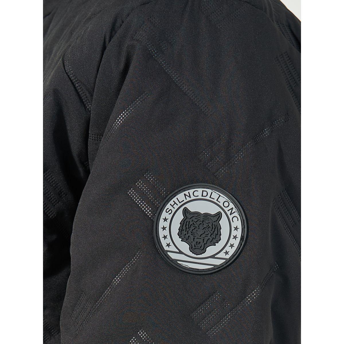 Styli Chevron Quilted Puffer Jacket with Faux Fur Lining & Badge Detail-men-clothing-jacketsandblazers-jackets-image-4