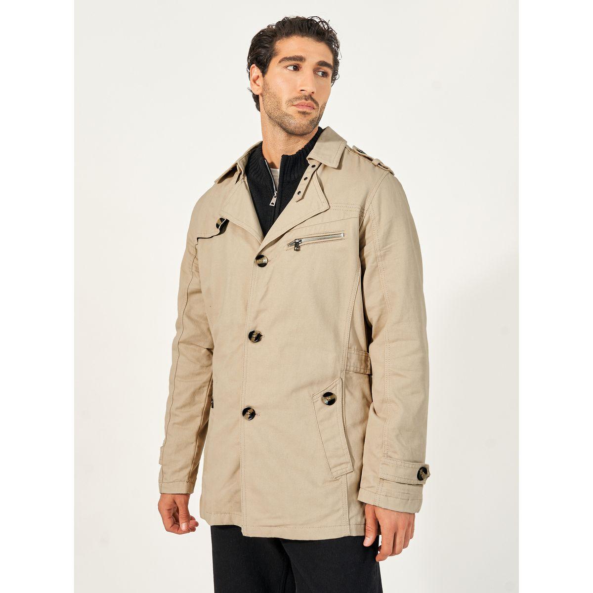 Styli Chunky Button Detail Trench Coat with Slip Pockets-men-clothing-jacketsandblazers-jackets-image-1