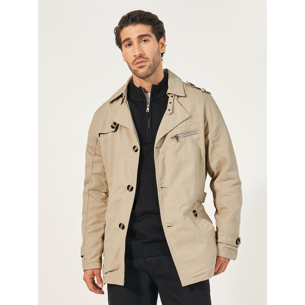 Styli Chunky Button Detail Trench Coat with Slip Pockets-men-clothing-jacketsandblazers-jackets-image-5
