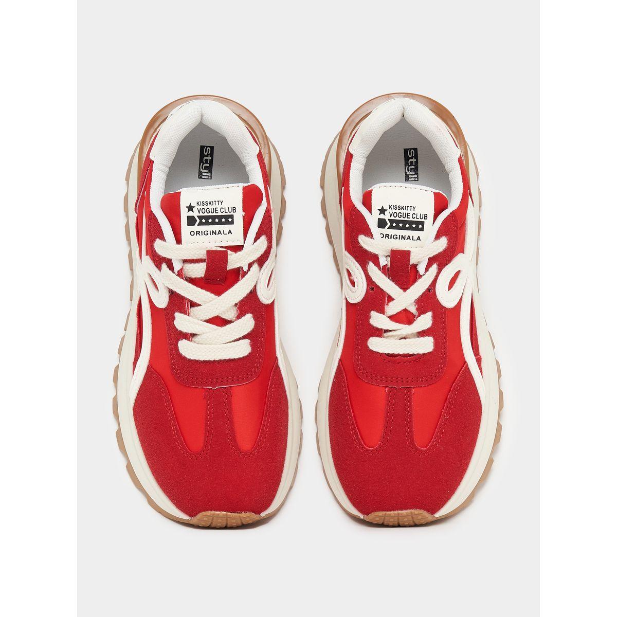 Styli Textured Lace Up Platform Sneakers-women-shoes-sneakers-image-5