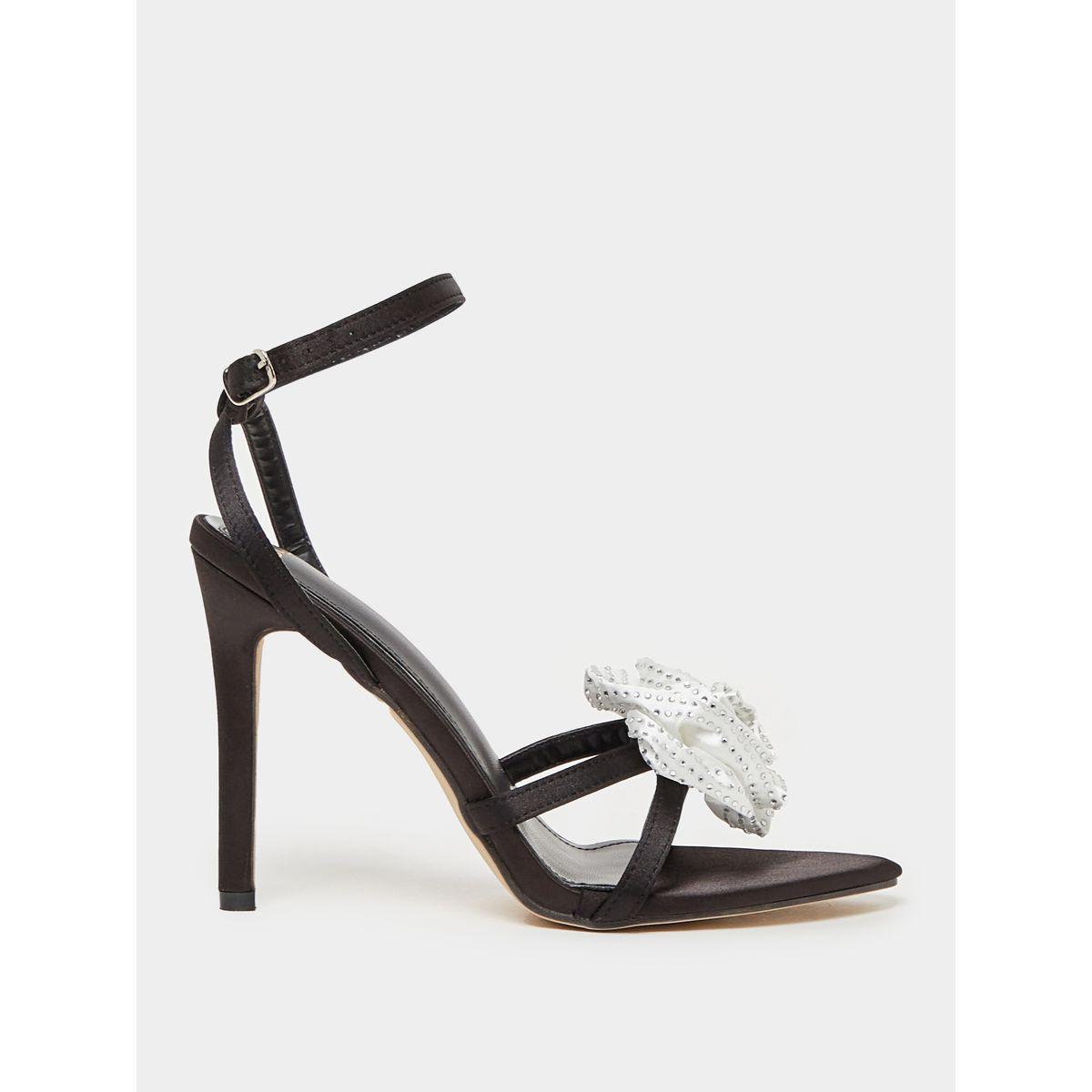 Styli Flower Applique Ankle Strap High Heel Sandals-women-shoes-heels-image-2
