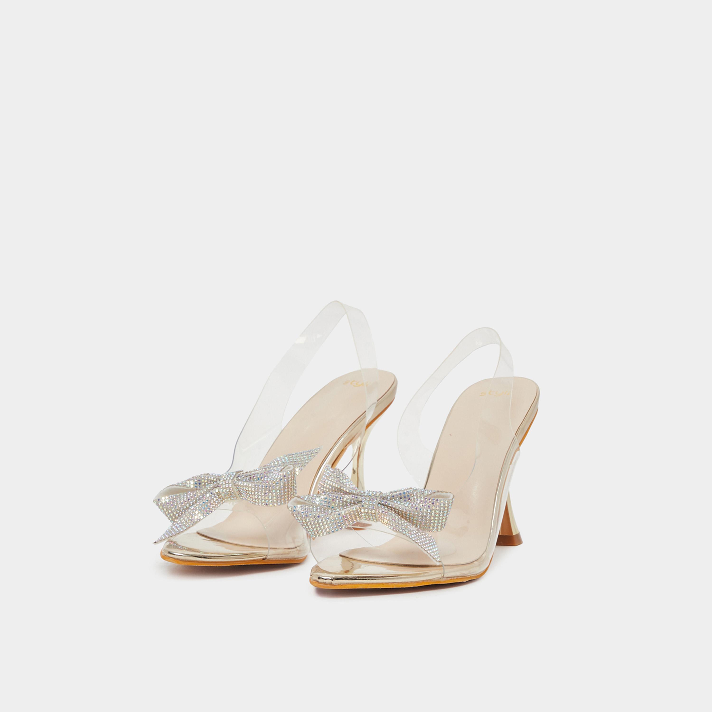 Styli Transparent Bow Accent Back Strap Sandals-women-shoes-sandals-heeled-image-2