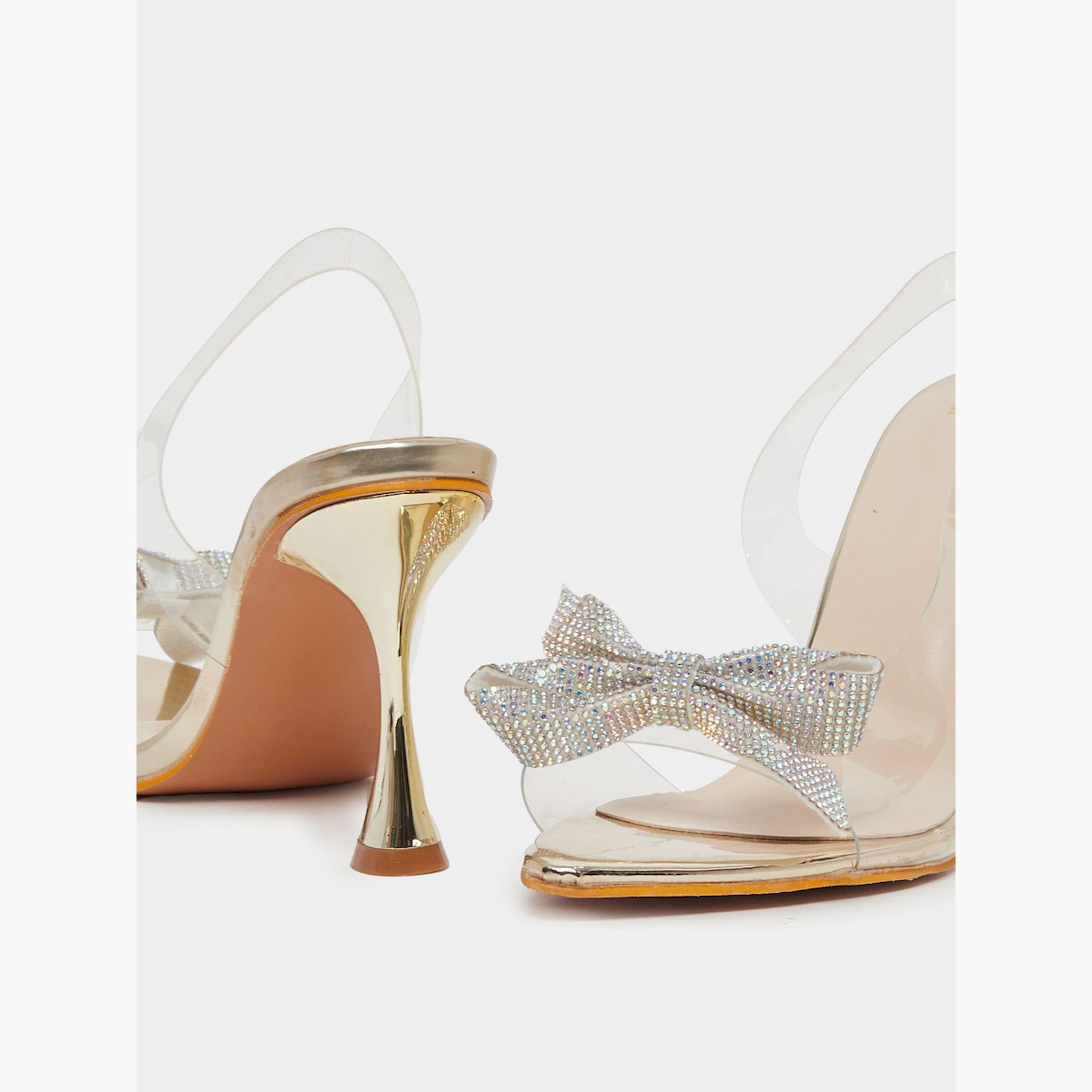 Styli Transparent Bow Accent Back Strap Sandals-women-shoes-sandals-heeled-image-3
