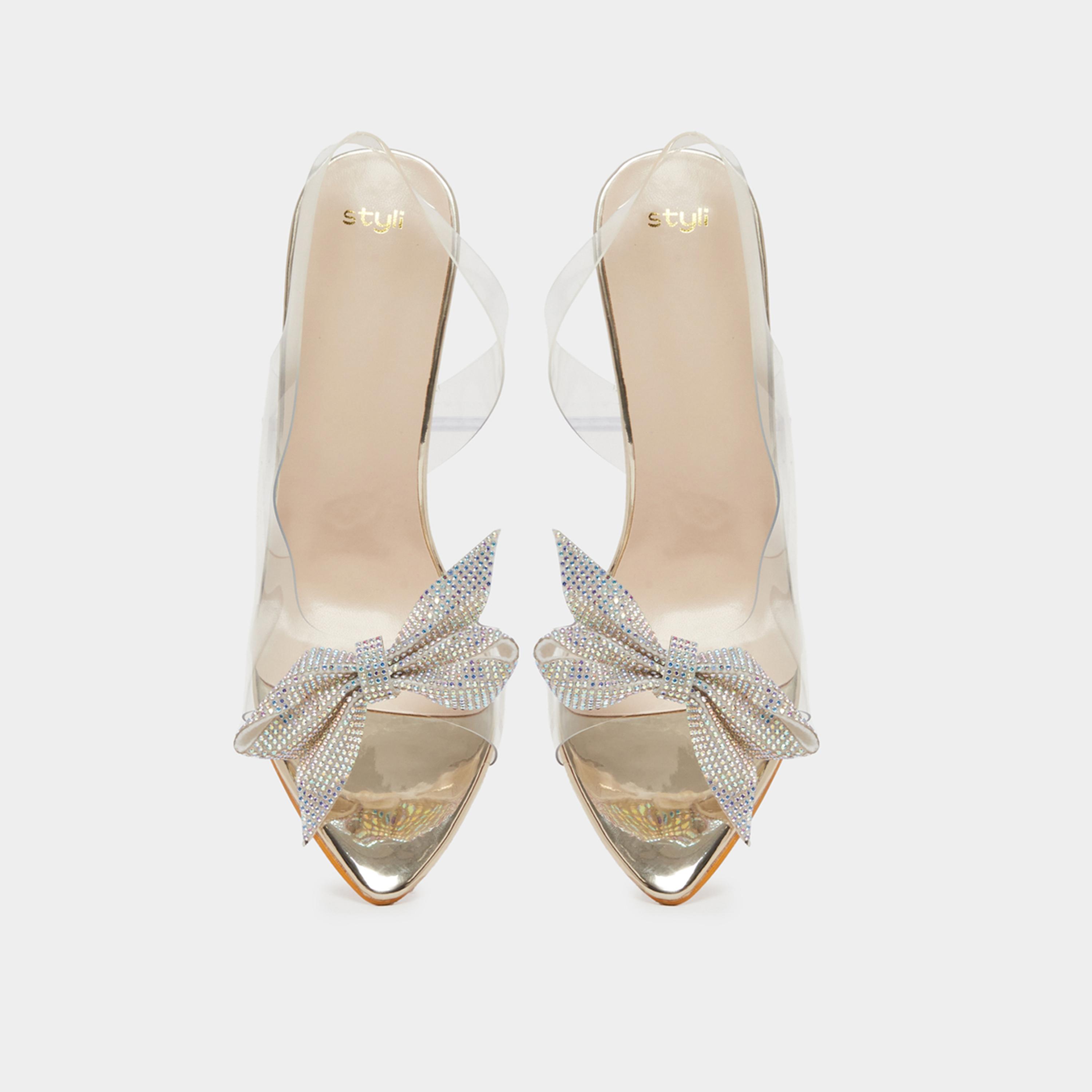 ستايلي - صندل شفاف بحزام خلفي مزين بفيونكة-women-shoes-sandals-heeled-image-5
