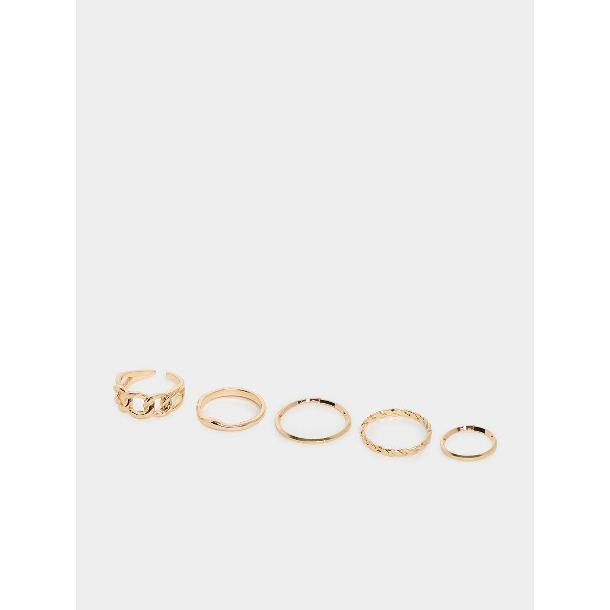 مجموعة من 5 خواتم بارزة الملمس-women-watchesandjewellery-jewellery-rings-image-2