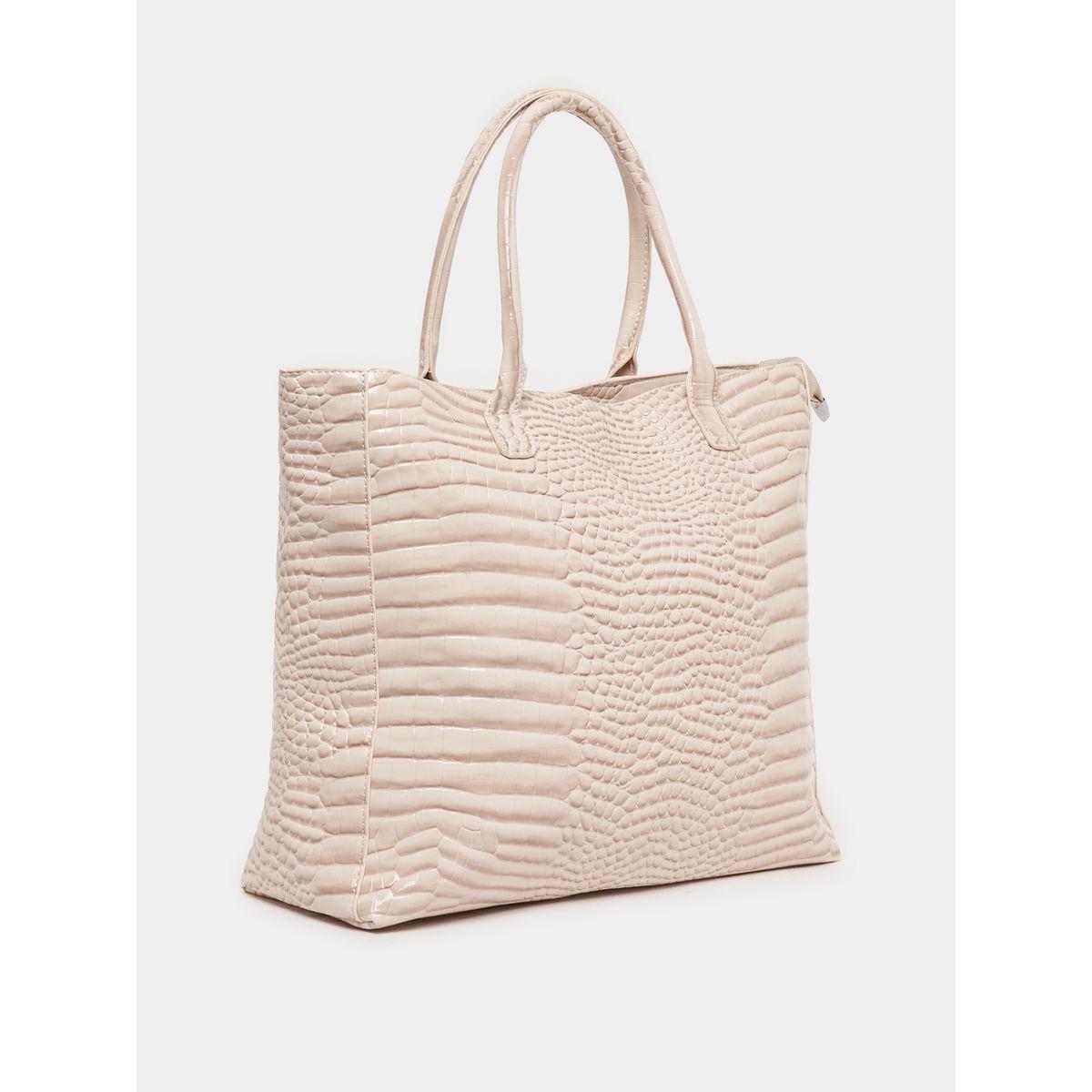 Styli Textured Tote Bag with Zip Closure & Top Handle-women-bagsandwallets-handbags-image-1