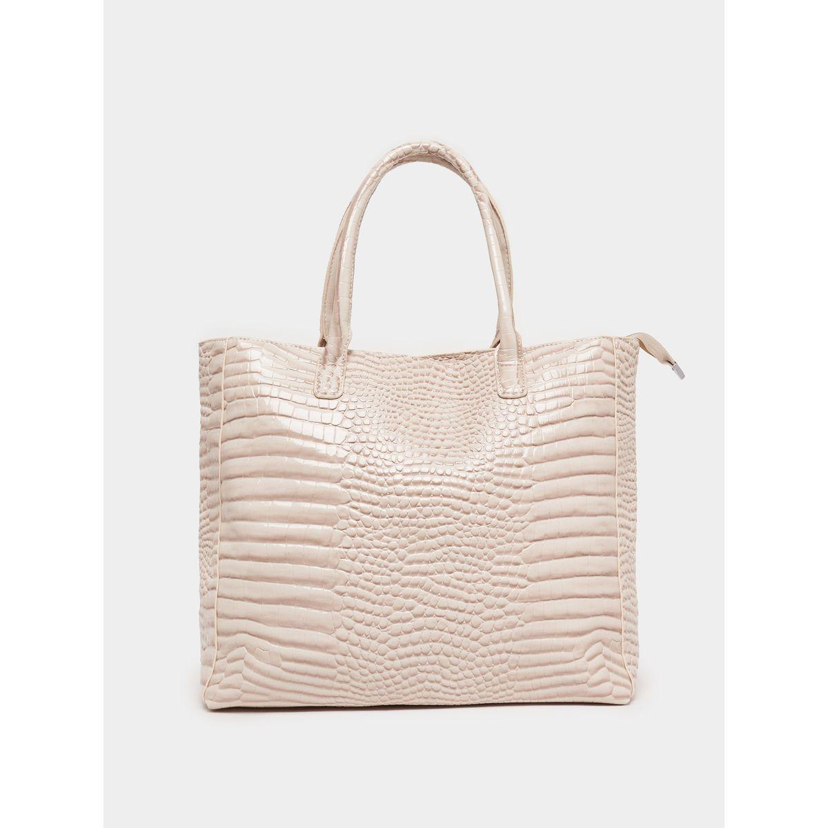 Styli Textured Tote Bag with Zip Closure & Top Handle-women-bagsandwallets-handbags-image-4
