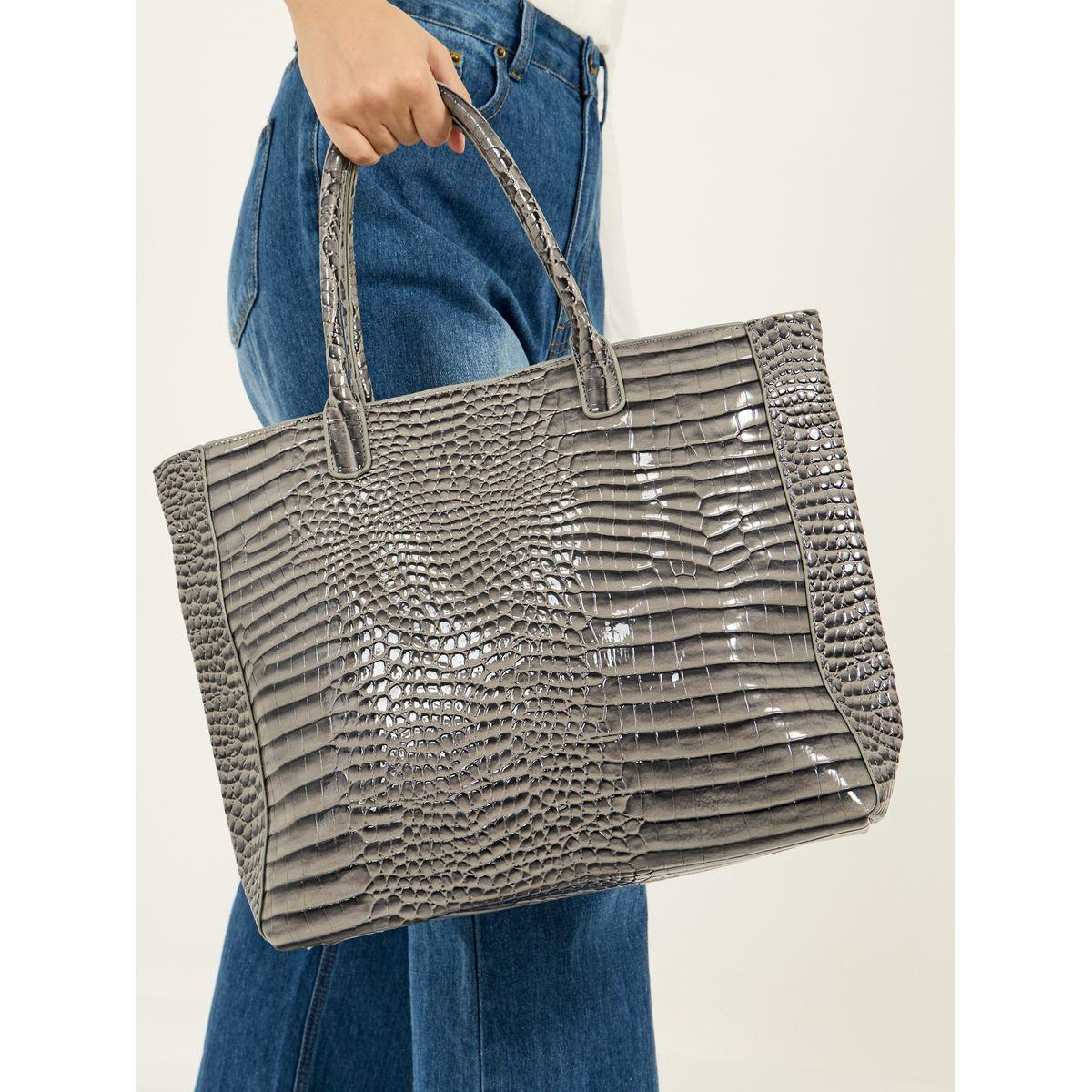 Styli Textured Tote Bag with Zip Closure & Top Handle-women-bagsandwallets-handbags-image-2