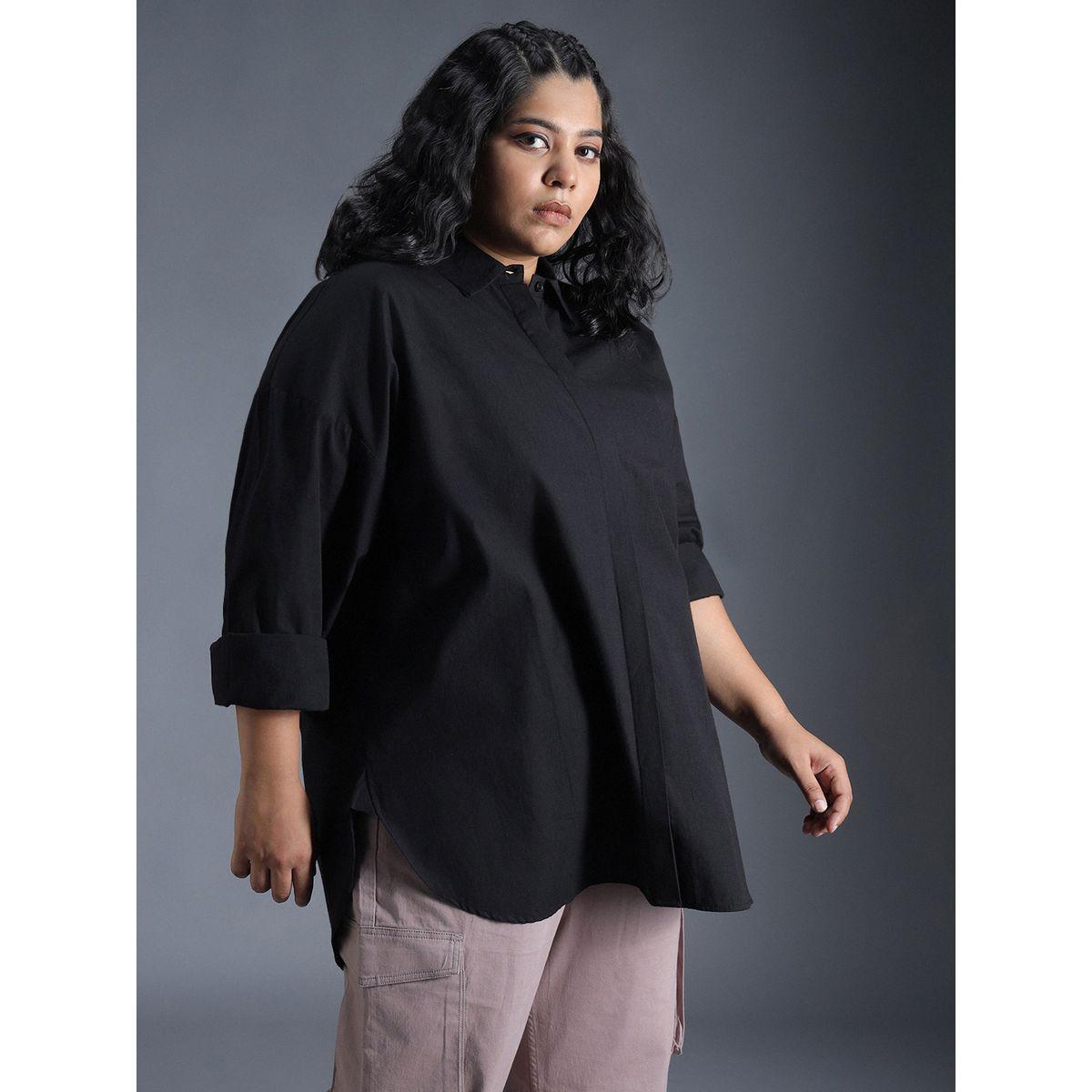 بلوزة فضفاضة بمقاس كبير وياقة سبريد هاي ستار × ستايلي-women-clothing-shirtsandblouses-shirts-image-2