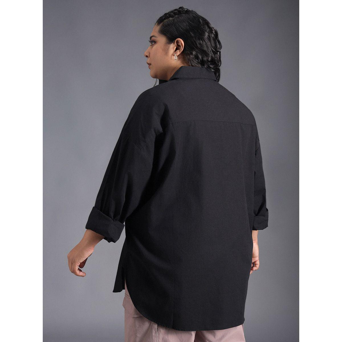 بلوزة فضفاضة بمقاس كبير وياقة سبريد هاي ستار × ستايلي-women-clothing-shirtsandblouses-shirts-image-3