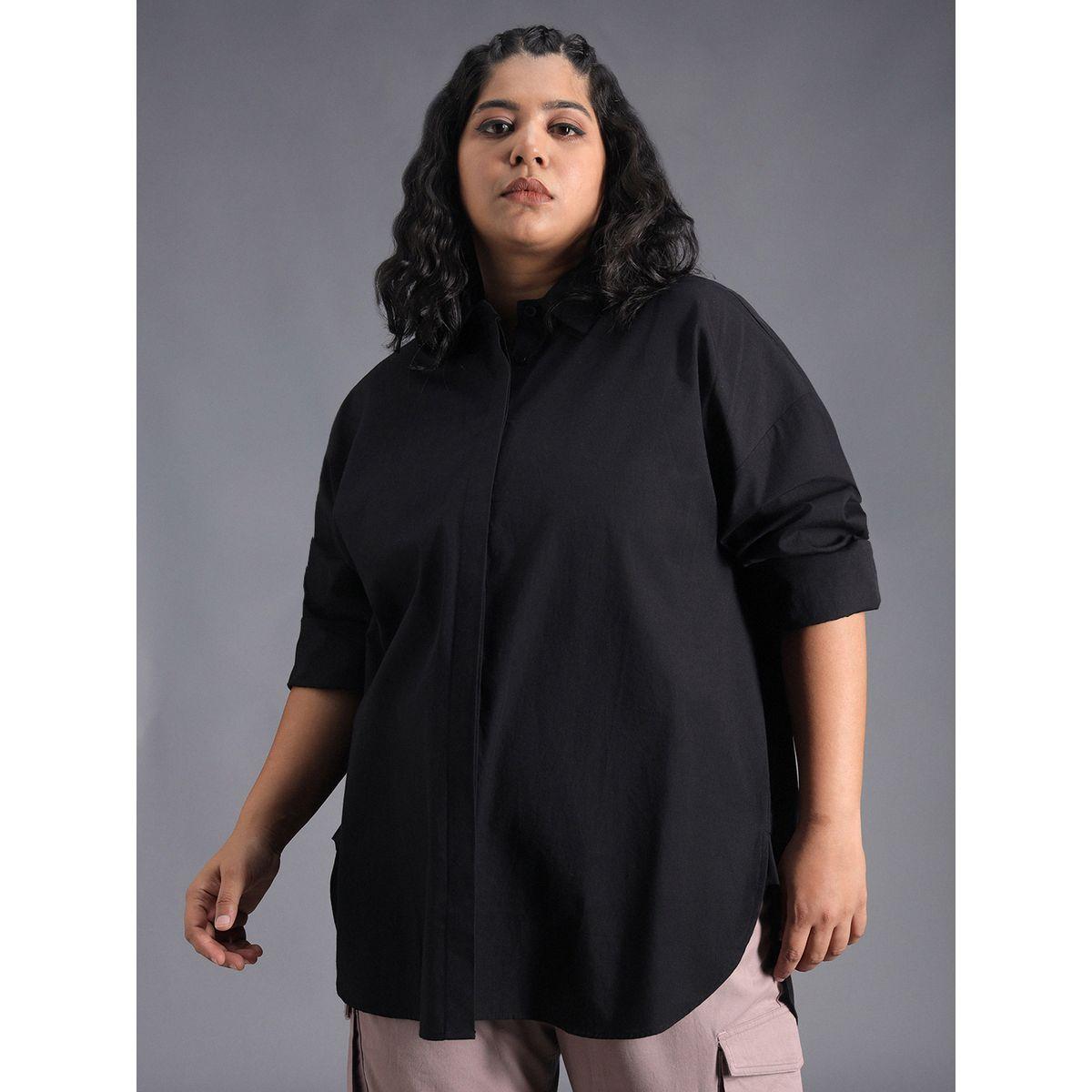 بلوزة فضفاضة بمقاس كبير وياقة سبريد هاي ستار × ستايلي-women-clothing-shirtsandblouses-shirts-image-4