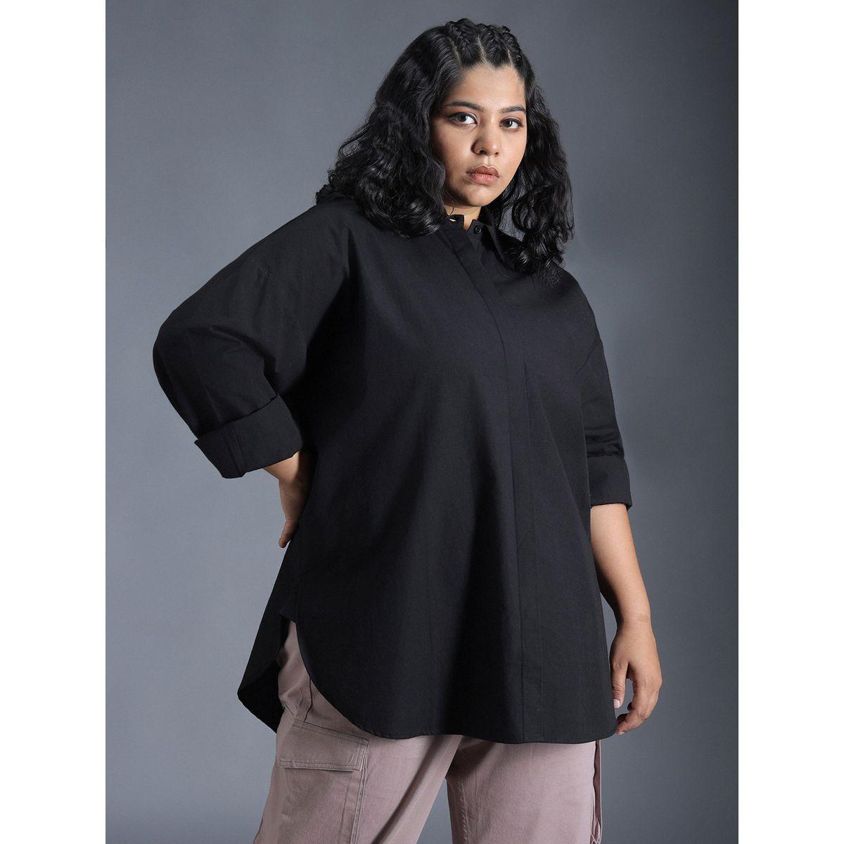 بلوزة فضفاضة بمقاس كبير وياقة سبريد هاي ستار × ستايلي-women-clothing-shirtsandblouses-shirts-image-5