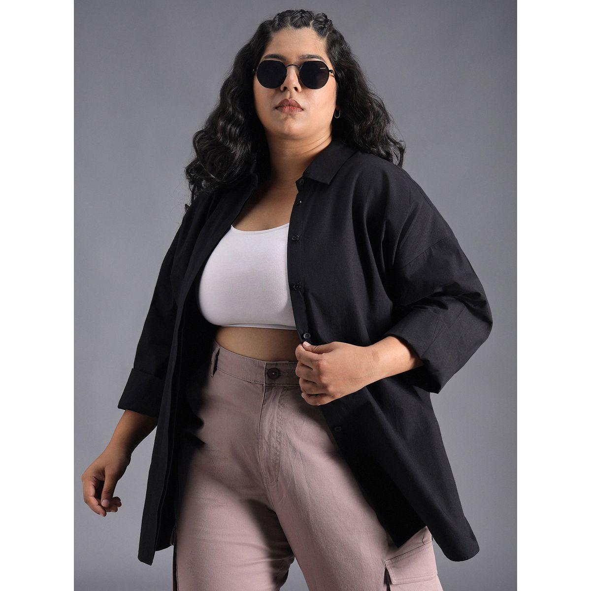 بلوزة فضفاضة بمقاس كبير وياقة سبريد هاي ستار × ستايلي-women-clothing-shirtsandblouses-shirts-image-6