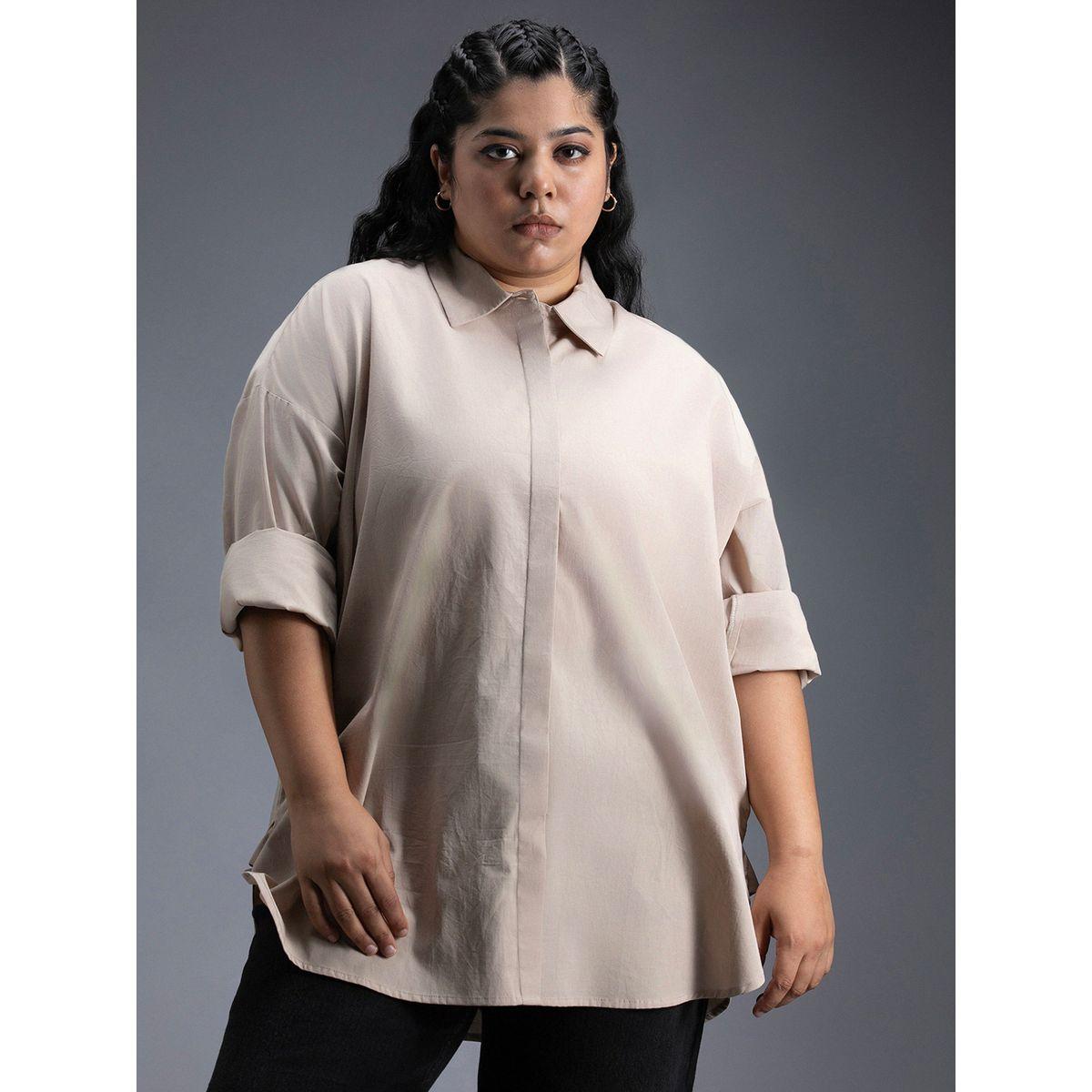 High Star X Styli  Plus Size Classic Spread Collar Oversized Casual Shirt-women-clothing-shirtsandblouses-shirts-image-1