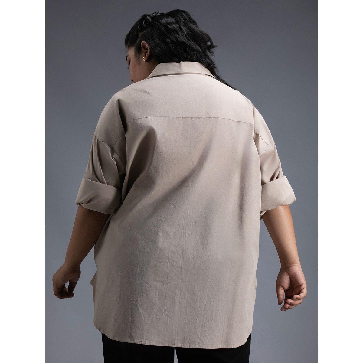 بلوزة فضفاضة بمقاس كبير وياقة سبريد هاي ستار × ستايلي-women-clothing-shirtsandblouses-shirts-image-3