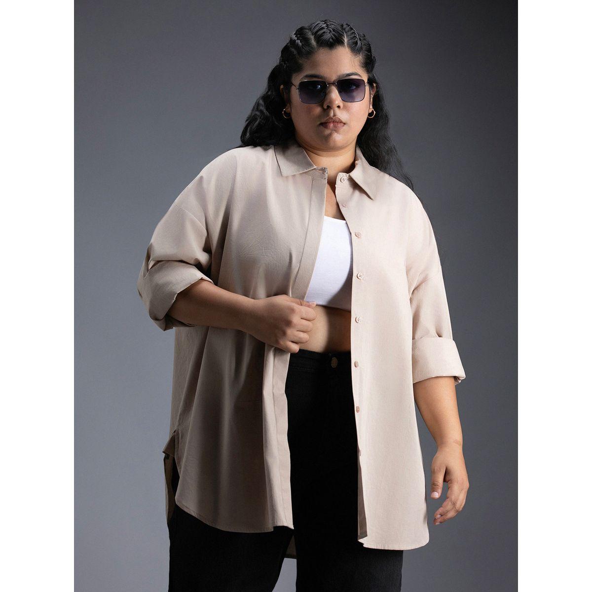 بلوزة فضفاضة بمقاس كبير وياقة سبريد هاي ستار × ستايلي-women-clothing-shirtsandblouses-shirts-image-6