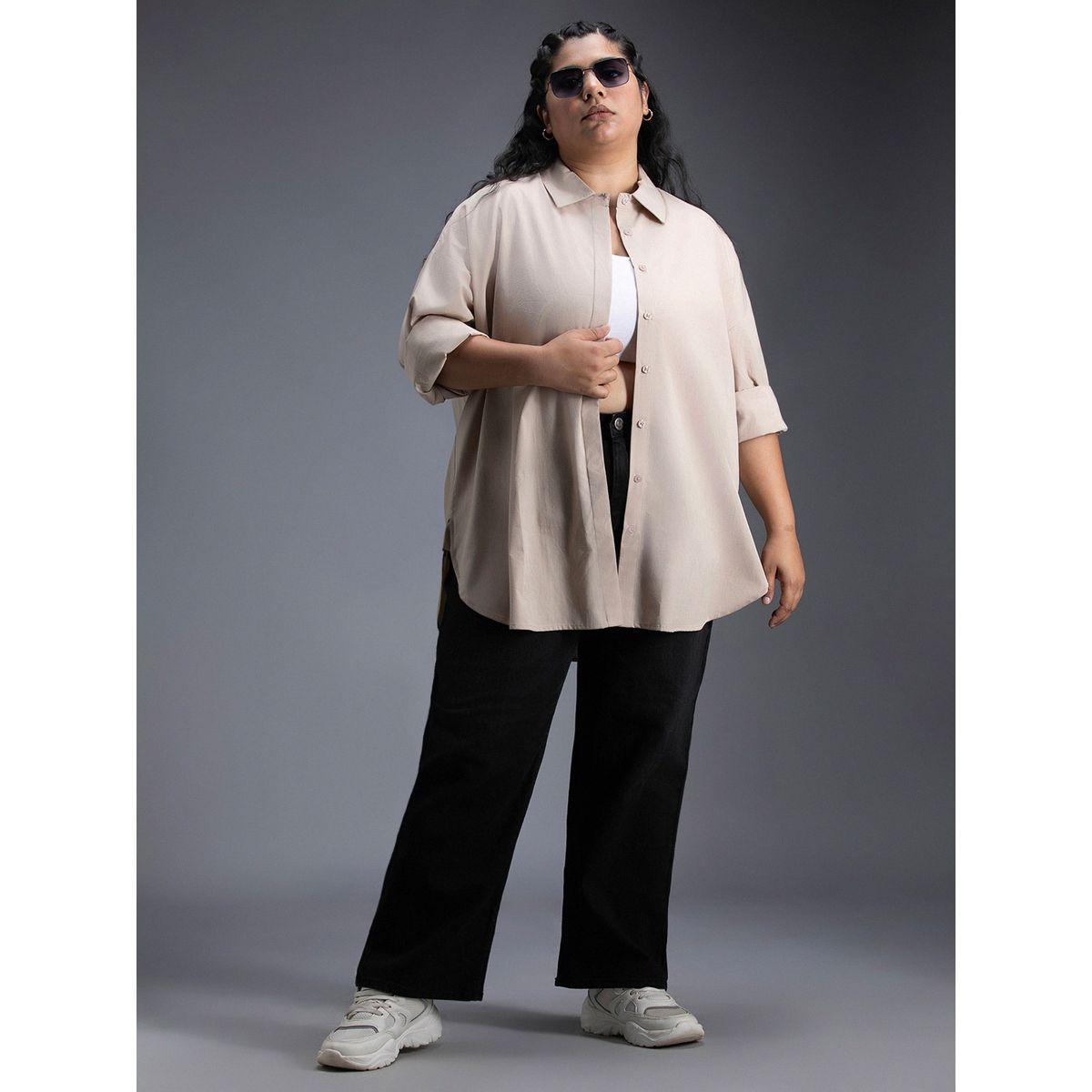 بلوزة فضفاضة بمقاس كبير وياقة سبريد هاي ستار × ستايلي-women-clothing-shirtsandblouses-shirts-image-7