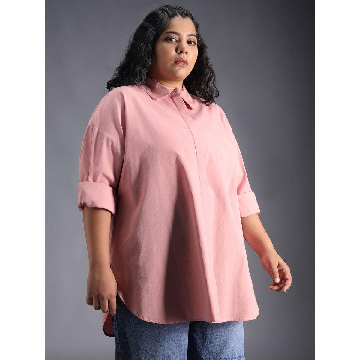 High Star X Styli  Plus Size Classic Spread Collar Oversized Casual Shirt-women-clothing-shirtsandblouses-shirts-image-2
