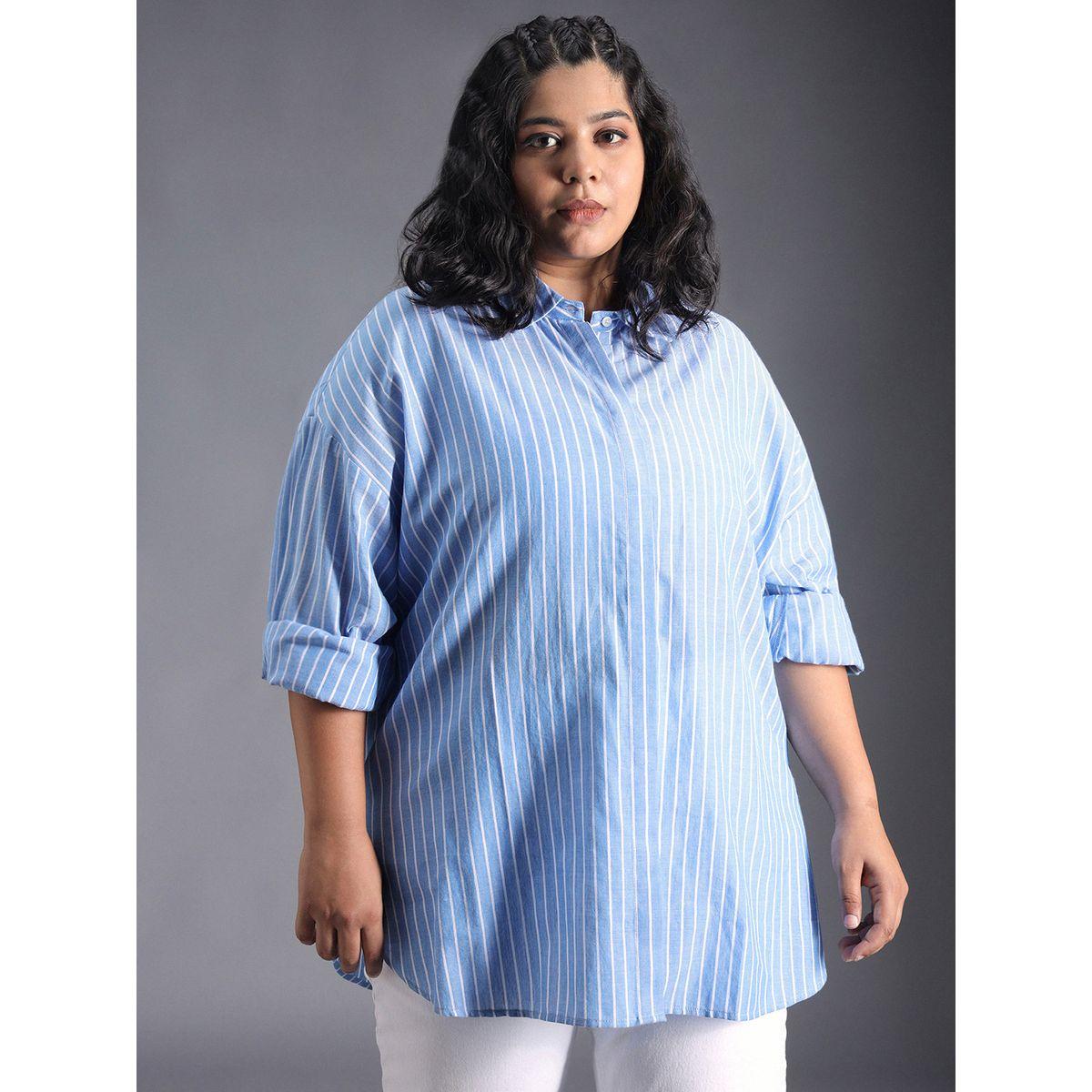 High Star X Styli  Plus Size Classic Striped Oversized Casual Shirt-women-clothing-shirtsandblouses-shirts-image-1