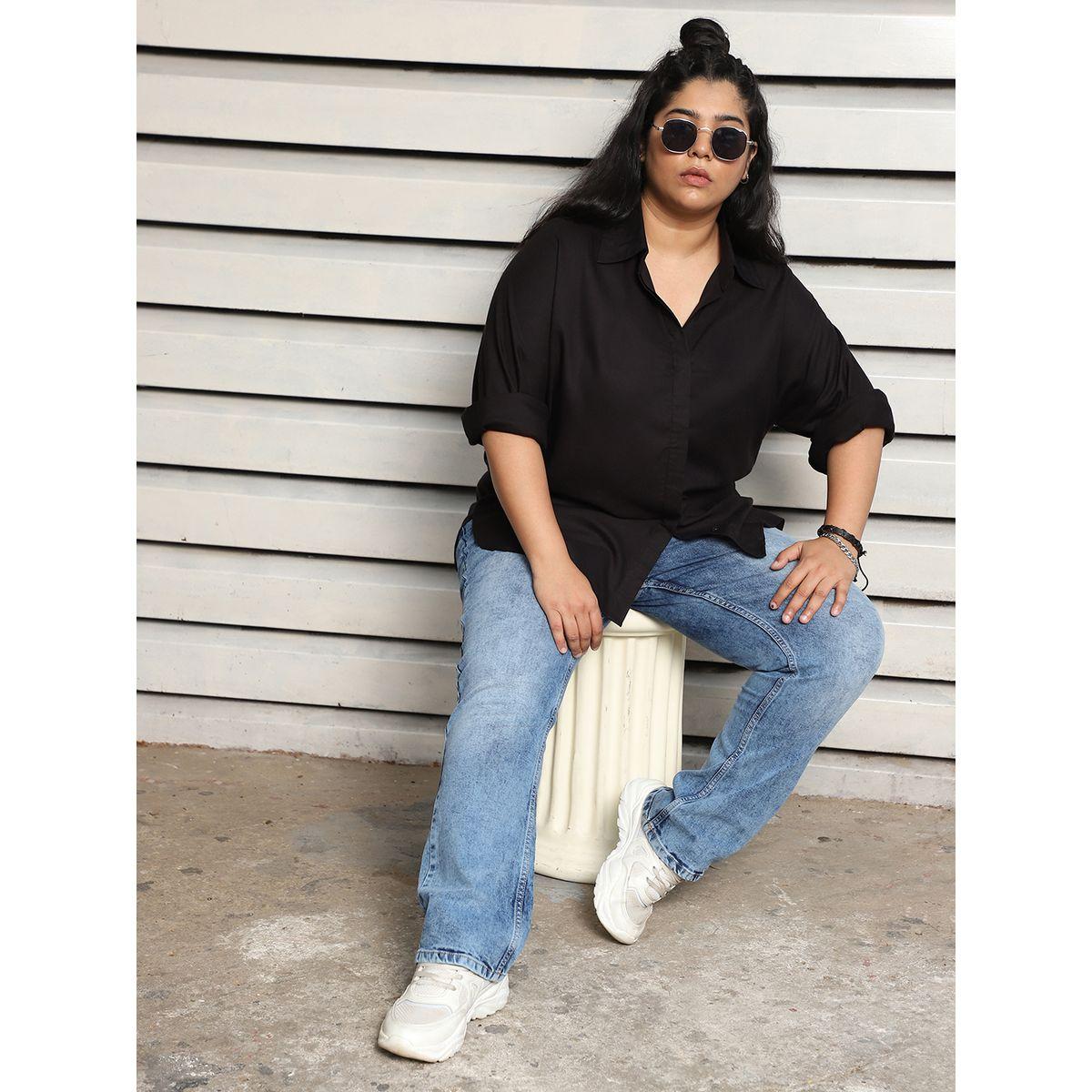 High Star X Styli  Plus Size Spread Collar Boxy Fit Casual Shirt-women-clothing-shirtsandblouses-shirts-image-6