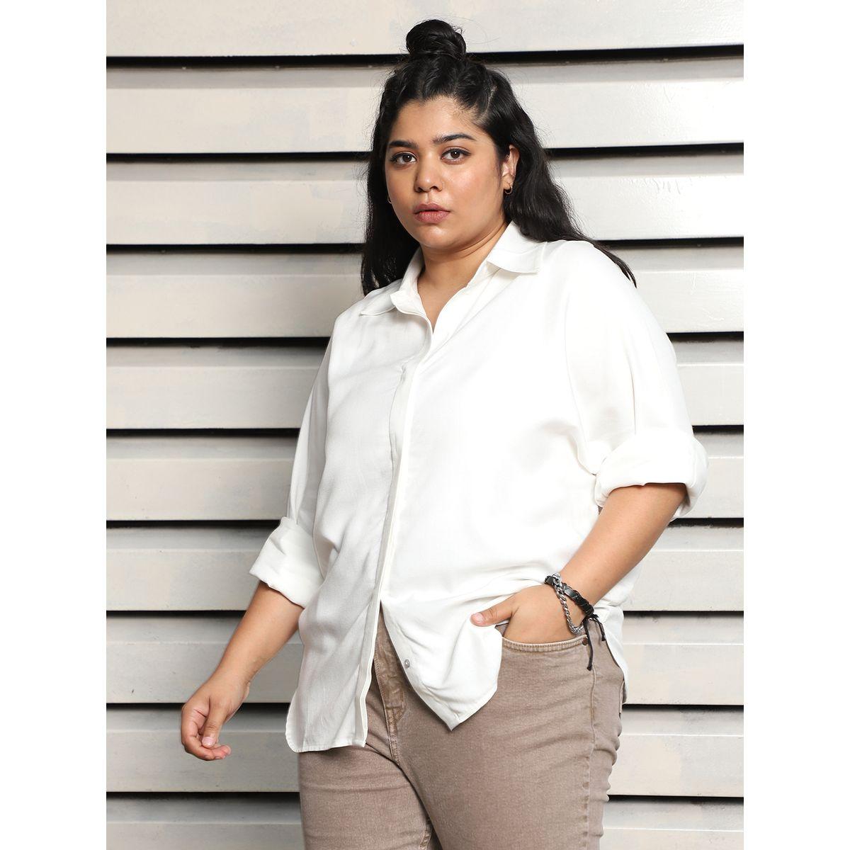 High Star X Styli  Plus Size Spread Collar Boxy Fit Casual Shirt-women-clothing-shirtsandblouses-shirts-image-3